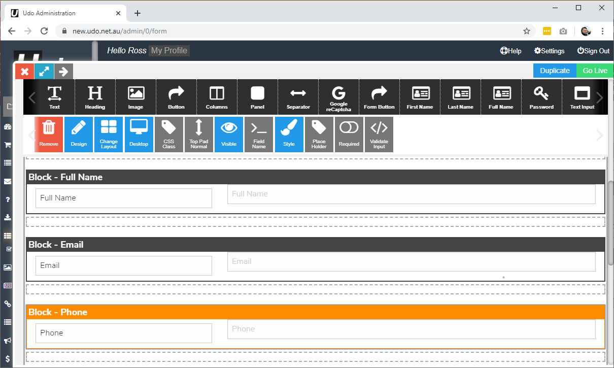 Create Form fields